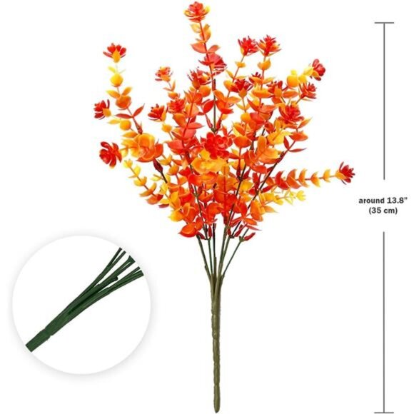 Artificial Fall Flowers for Outdoors, 10 Bundles Artificial Plants UV Resistant - Picture 2 of 7